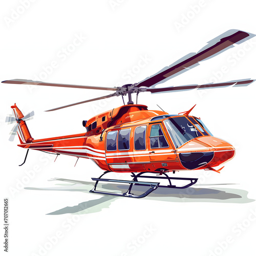 Rescue helicopter in a mission isolated on white background, simple style, png  © Pixel Prophet