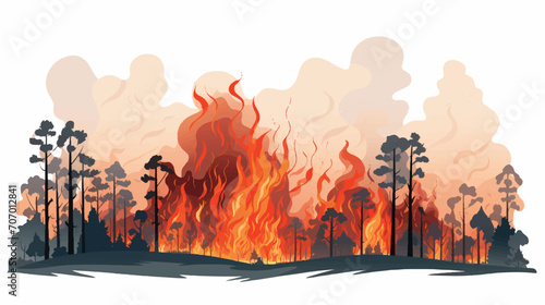 Forest fire illustration vector photo