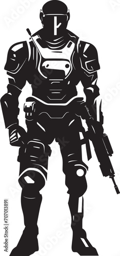 QuantumGuard Futuristic Weapon Logo TechBlade Vector Soldier Icon
