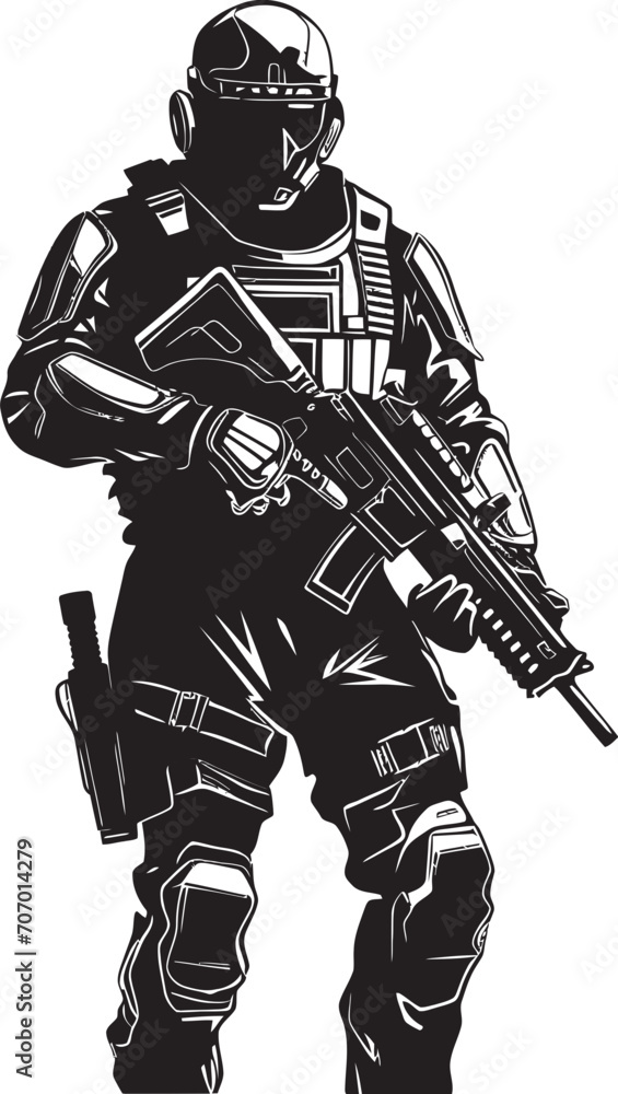 CyberGuard Vector Soldier Logo NanoWarrior Futuristic Vector Icon CyberGuard Vector Soldier Logo NanoWarrior Futuristic Vector Icon