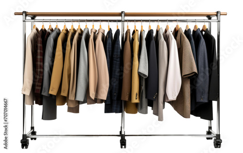 Effortlessly Move and Access Your Clothes with this Stylish Garment Rack on a White or Clear Surface PNG Transparent Background