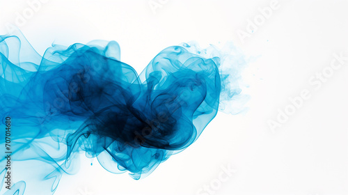 Blue heart-shaped smoke on a plain background. Copy space. Design element for Valentine's Day.