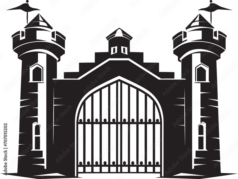 Obraz premium MedievalThreshold Gate Vector Icon KingdomEntrance Castle Gate Symbol