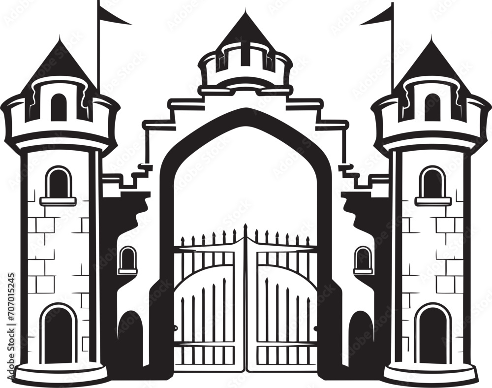 KnightGuard Vector Castle Logo MedievalArchway Gate Vector Icon