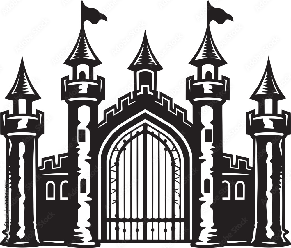 GuardianPortal Vector Castle Logo MedievalThreshold Gate Vector Icon
