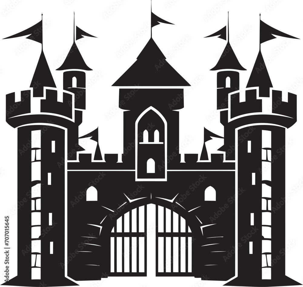 MedievalThreshold Gate Vector Icon KingdomEntrance Castle Gate Symbol