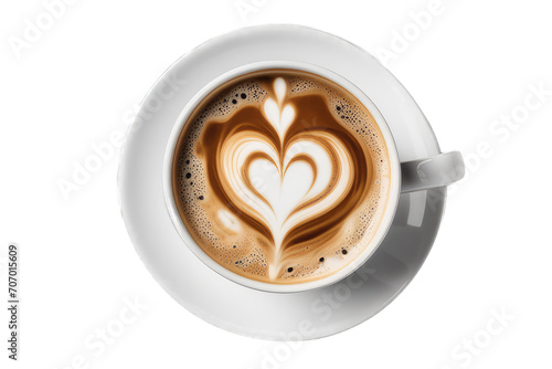 cup of coffee with heart isolated on transparent background 