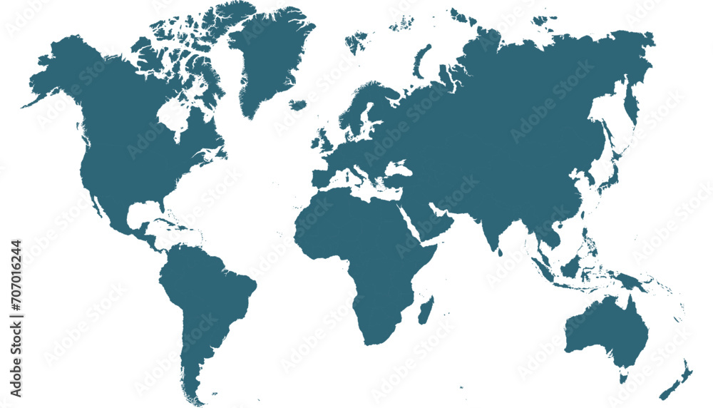 Fototapeta premium World map. Color modern vector map. Silhouette map. 