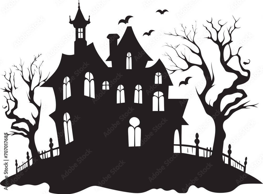 GhoulHaven Vector House Logo EerieEstate House Icon Design