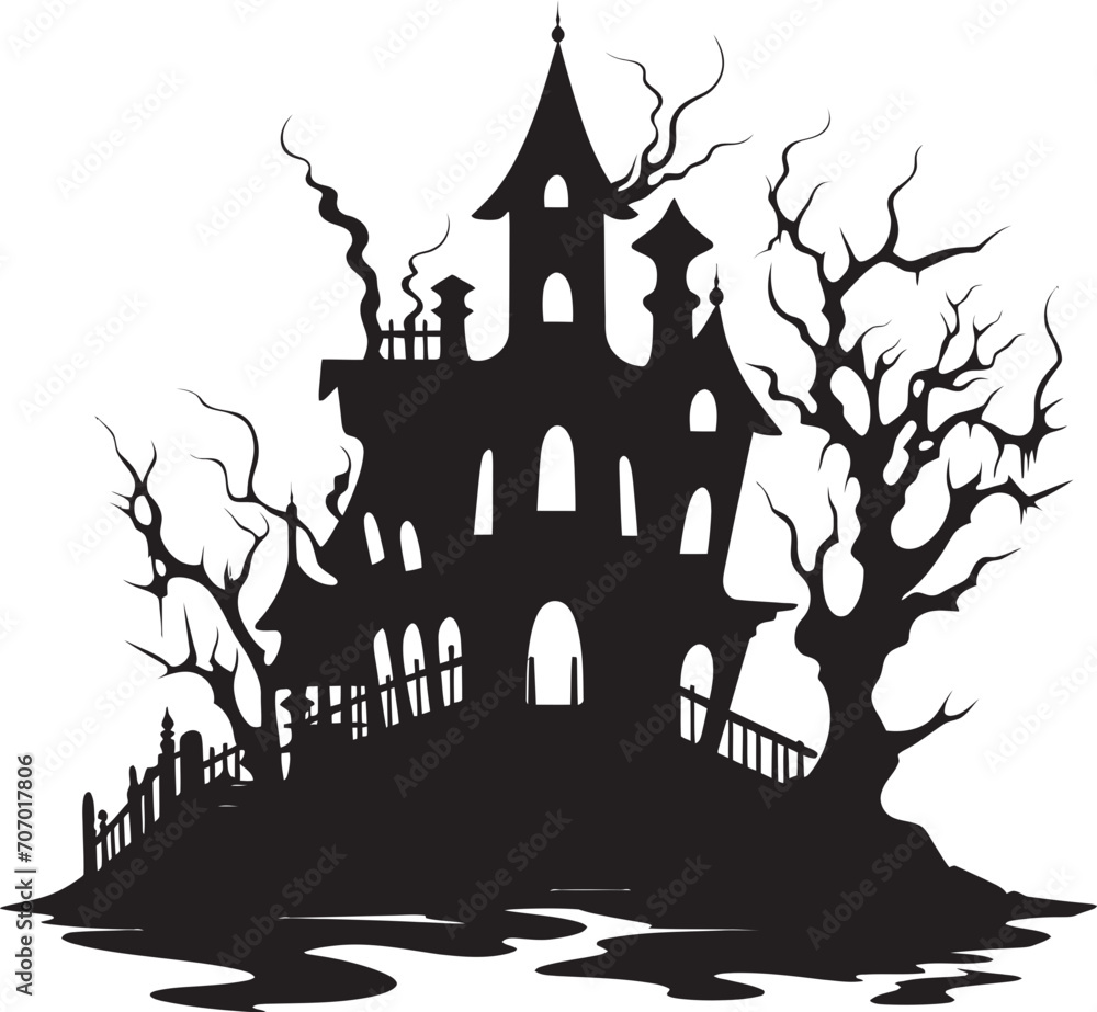 PhantomDwelling Spooky Symbol SpecterManor Haunted House Emblem