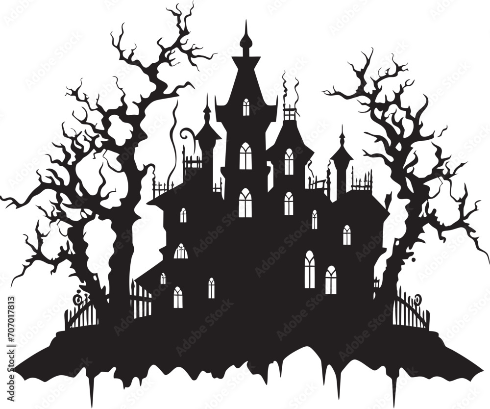 SpecterManor Haunted House Emblem GhoulHaven Vector House Logo
