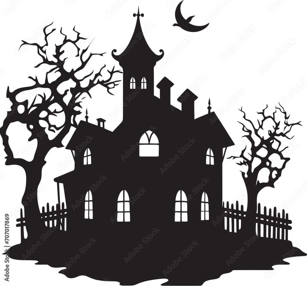 GhoulHaven Vector House Logo EerieEstate House Icon Design