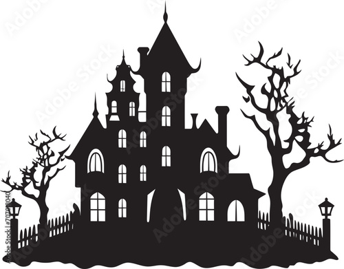 SpecterManor Haunted House Emblem GhoulHaven Vector House Logo
