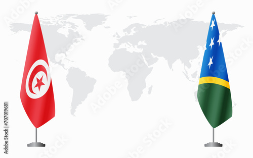 Tunisia and Solomon Islands flags for official meeting