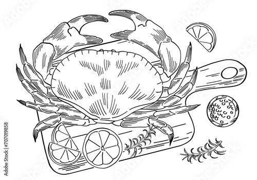 hand drawn illustration of crab