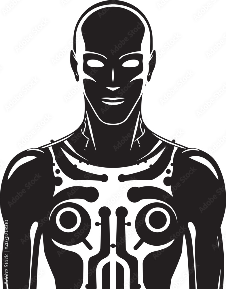 RoboForma Futuristic Android Emblem TechFrame Humanoid Bot Icon