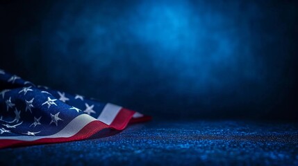 Blue background with the flag of America, political elections, voting for president