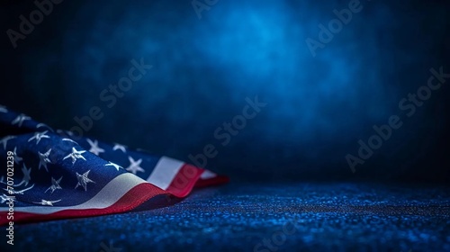 Fotografia Blue background with the flag of America, political elections, voting for presid