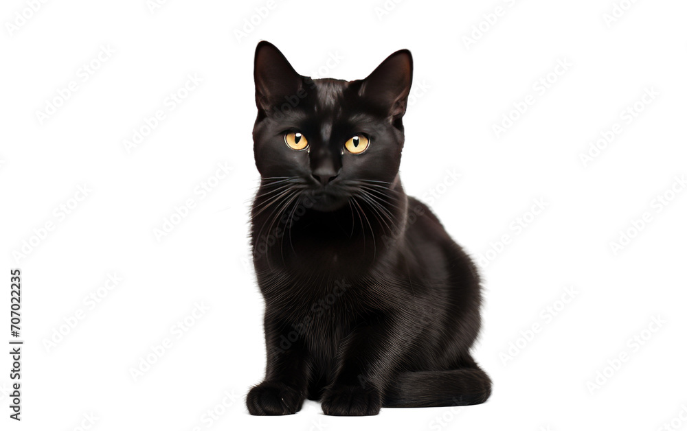 A Smiling Black Cat Radiating Charm and Enigmatic Delight on a White or Clear Surface PNG Transparent Background