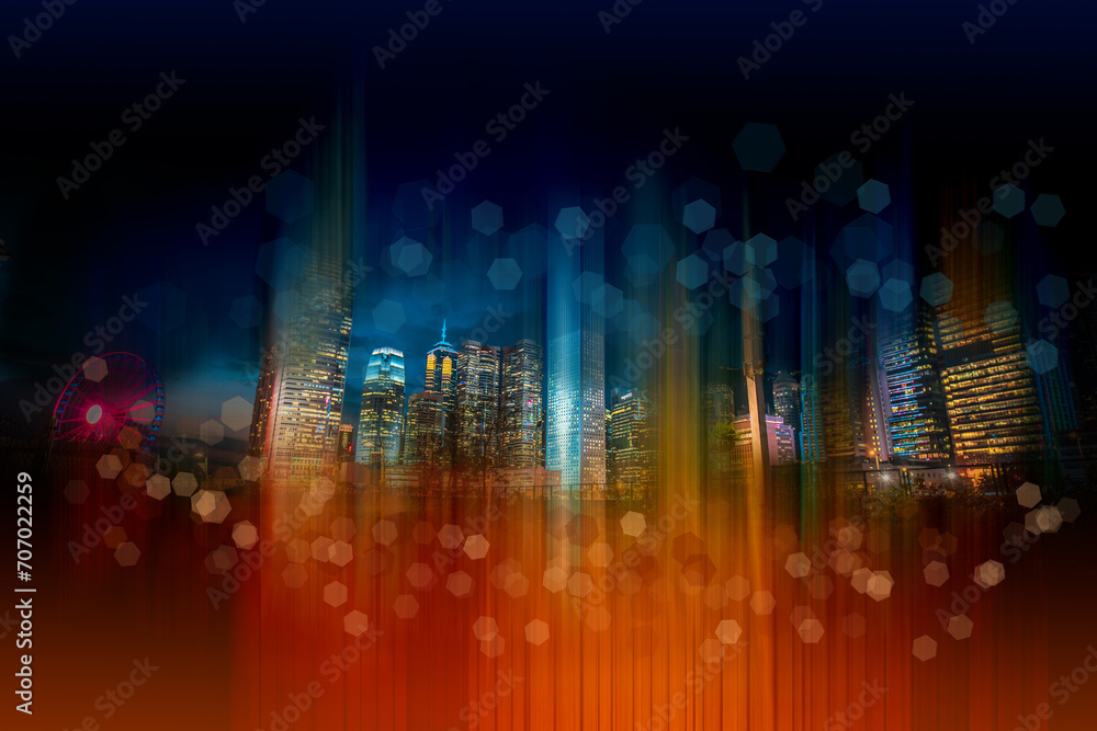 Fototapeta premium Abstract city in vertical motion blur background