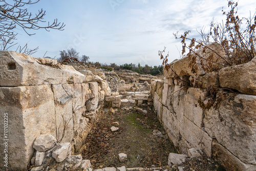 Scenic views from Uzuncaburç, is an archaeological site in Mersin Province, Turkey, containing the remnants of the ancient city of Diokaisareia or Diocaesarea photo