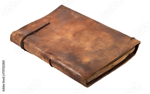 Aged Leather Book, A Window to the Past, Unveiling Tales of Yesteryears on a White or Clear Surface PNG Transparent Background