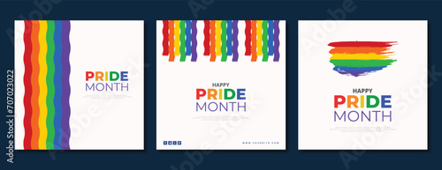 Vector pride month social media template three new designs photo