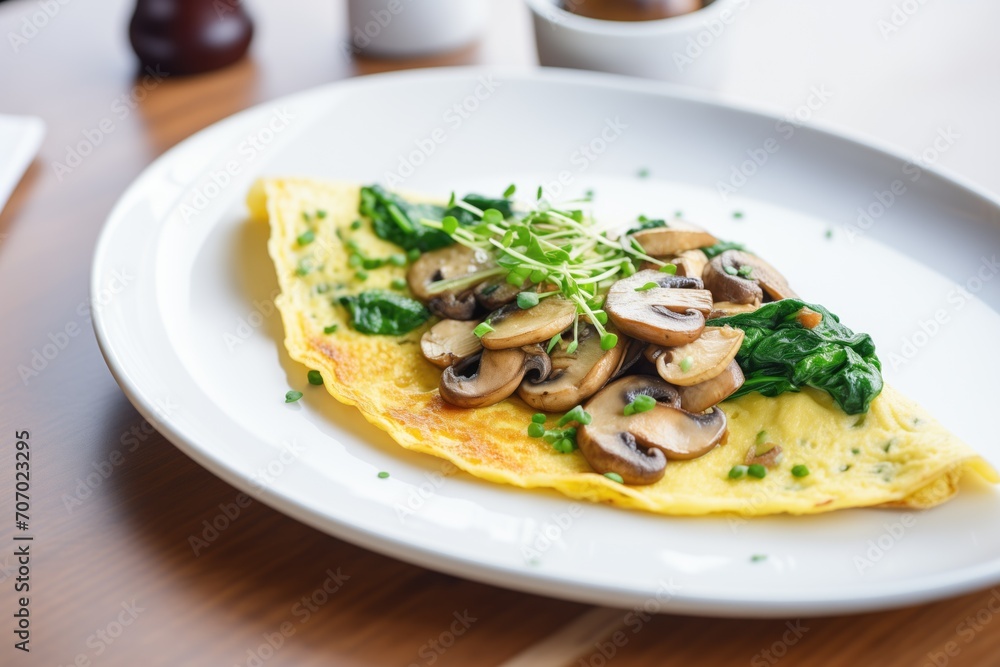 cheese omelette with spinach and mushrooms