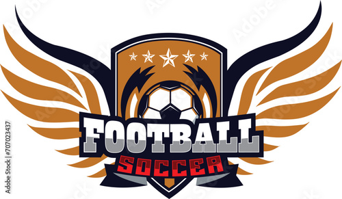 Wing Shield Football Logo Design. Soccer football logo, emblem collections, designs templates on a white background.