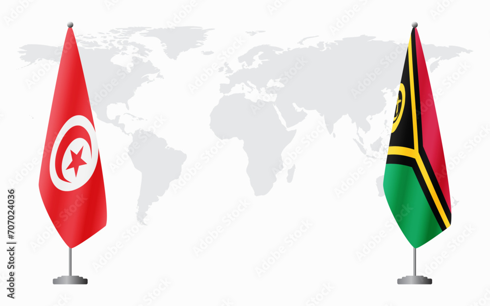 Tunisia and Vanuatu flags for official meeting Tunisia and Vanuatu flags for official meeting