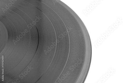 Vinyl record disc with isolated over a white background. Black vinyl record isolated