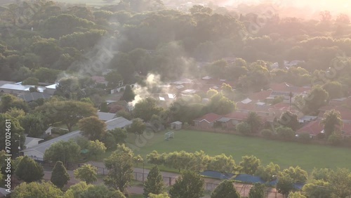 Circular drone view over a residential area of Centurion in South Africa. photo