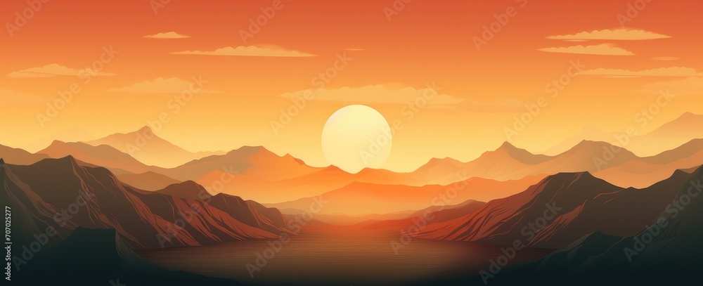 Golden Serenity: Majestic Mountain Sunrise Reflecting on Tranquil Waters - Generative AI