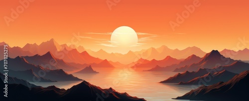 Golden Serenity  Majestic Mountain Sunrise Reflecting on Tranquil Waters - Generative AI