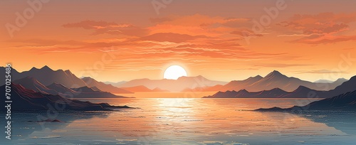 Golden Serenity  Majestic Mountain Sunrise Reflecting on Tranquil Waters - Generative AI