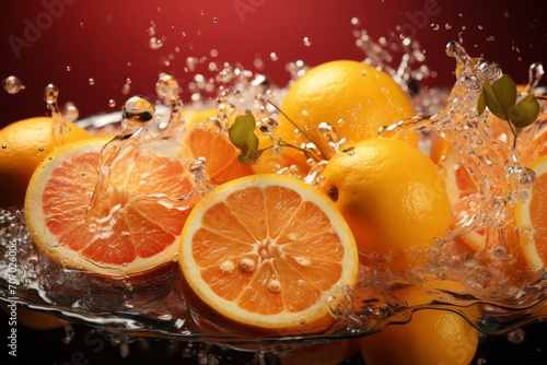 3D Render of Floating Fresh Fruits  on an isolated Juicy Orange background  Generative AI
