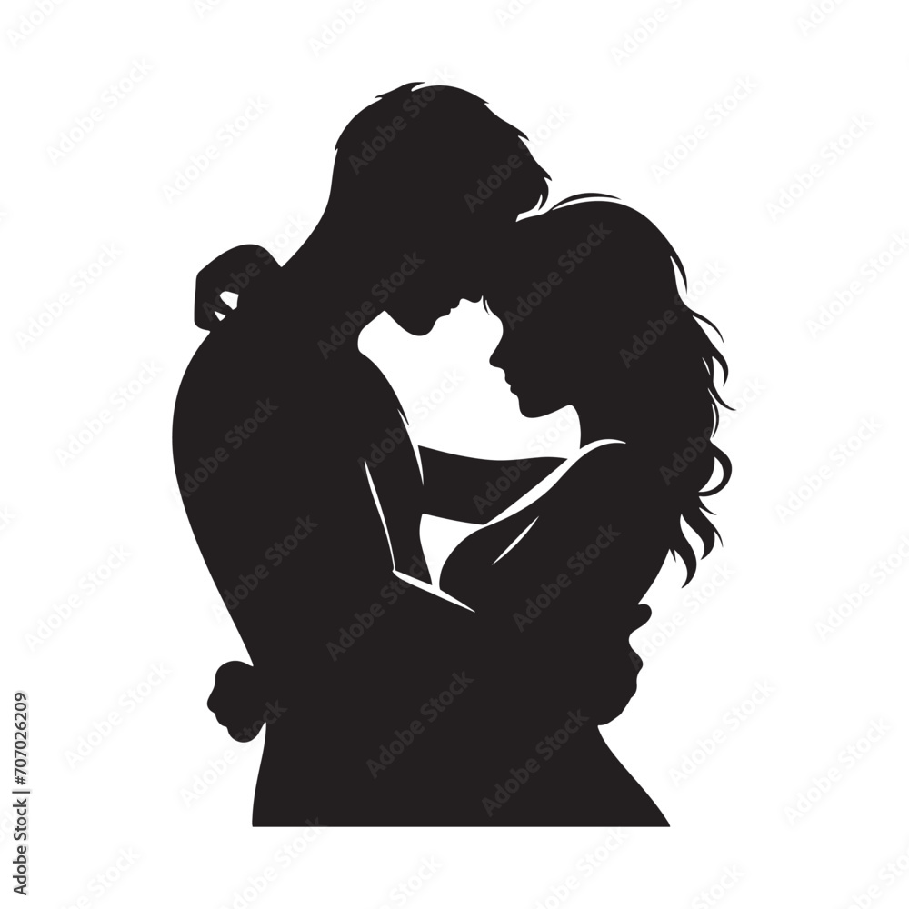 Tender Valentine Shadows: Valentine Couple Silhouette, Captivating Stock Image - Valentine Vector, Couple Vector Stock
