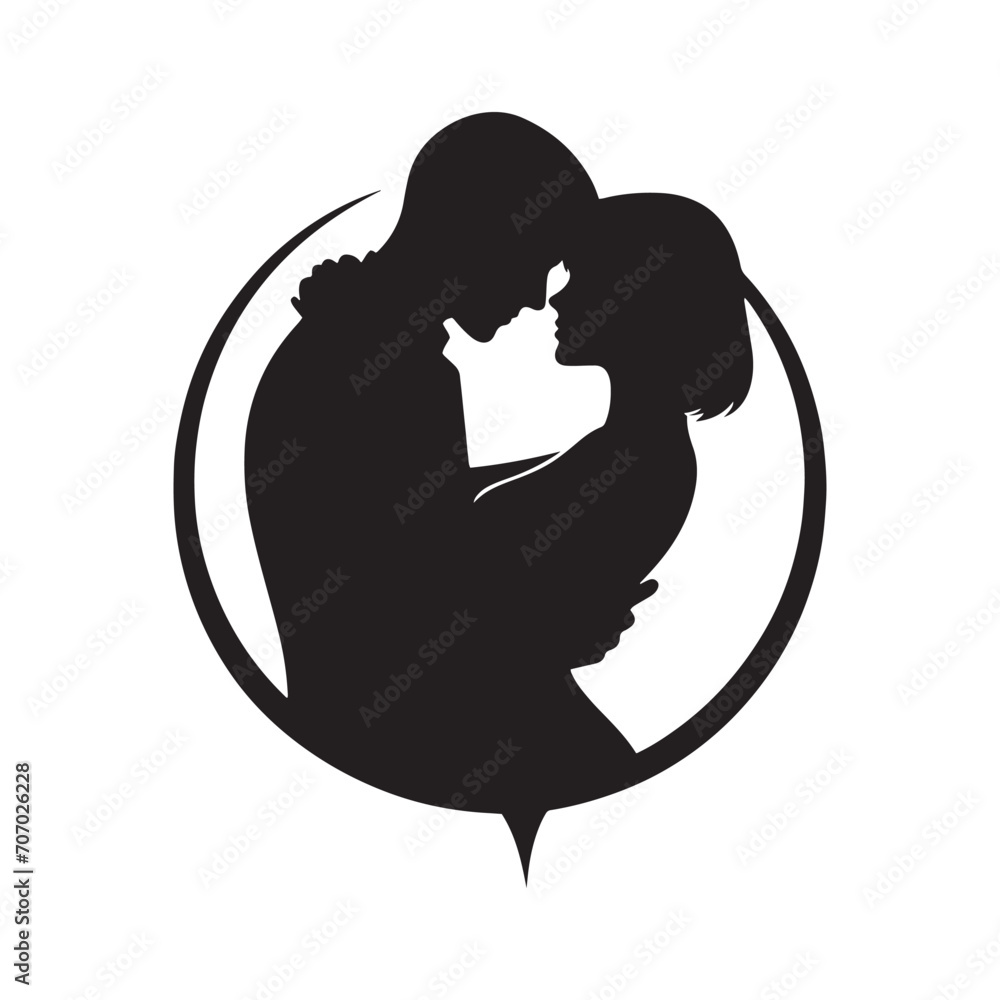 Starlit Embrace Shadows: Valentine Couple Silhouette, Ideal for Romantic Stock - Valentine Vector, Couple Vector Stock
