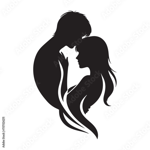 Eternal Valentine Shadows: Valentine Couple Silhouette, Captivating Stock Image - Valentine Vector, Couple Vector Stock 