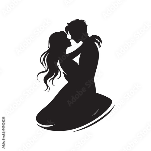 Ephemeral Valentine Unity  Silhouette of a Couple in Love for Blissful Stock - Valentine Vector  Couple Vector Stock 