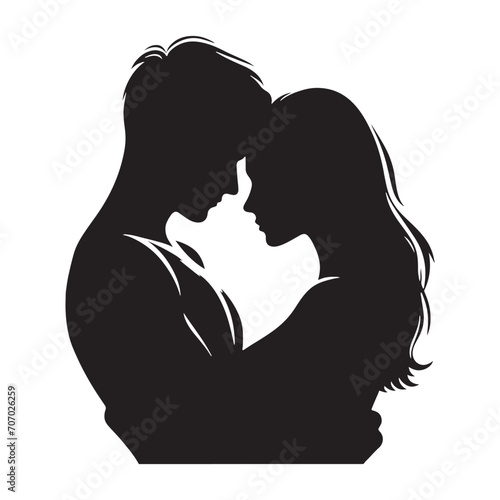 Loving Serenade Bliss: Valentine Couple Silhouette, Perfect for Stock Collections - Valentine Vector, Couple Vector Stock
