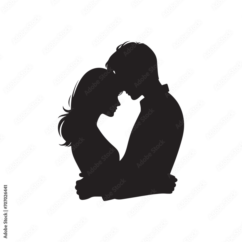 Romantic Valentine Shadows: Silhouette of a Couple in Love for Stock Collections - Valentine Vector, Couple Vector Stock
