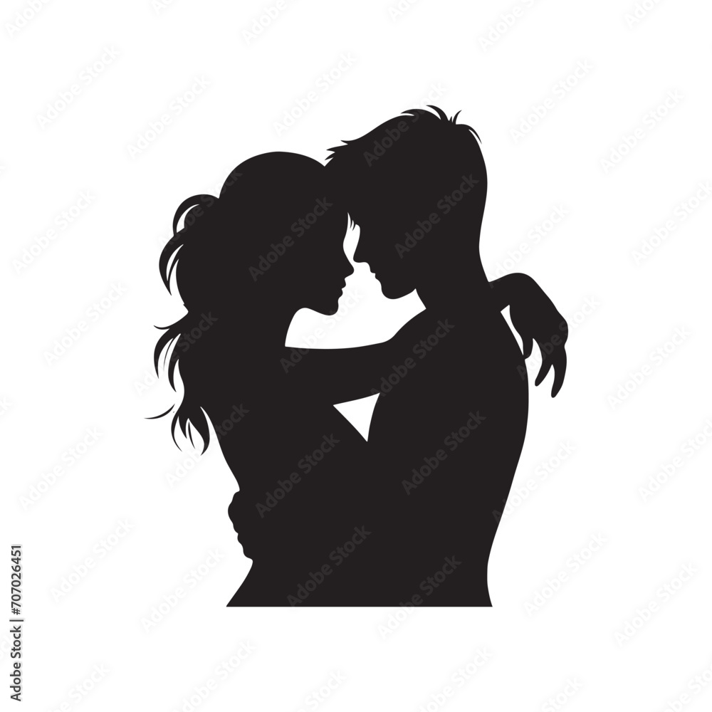 Eternal Embrace Harmony: Valentine Couple Silhouette for Captivating Stock - Valentine Vector, Couple Vector Stock
