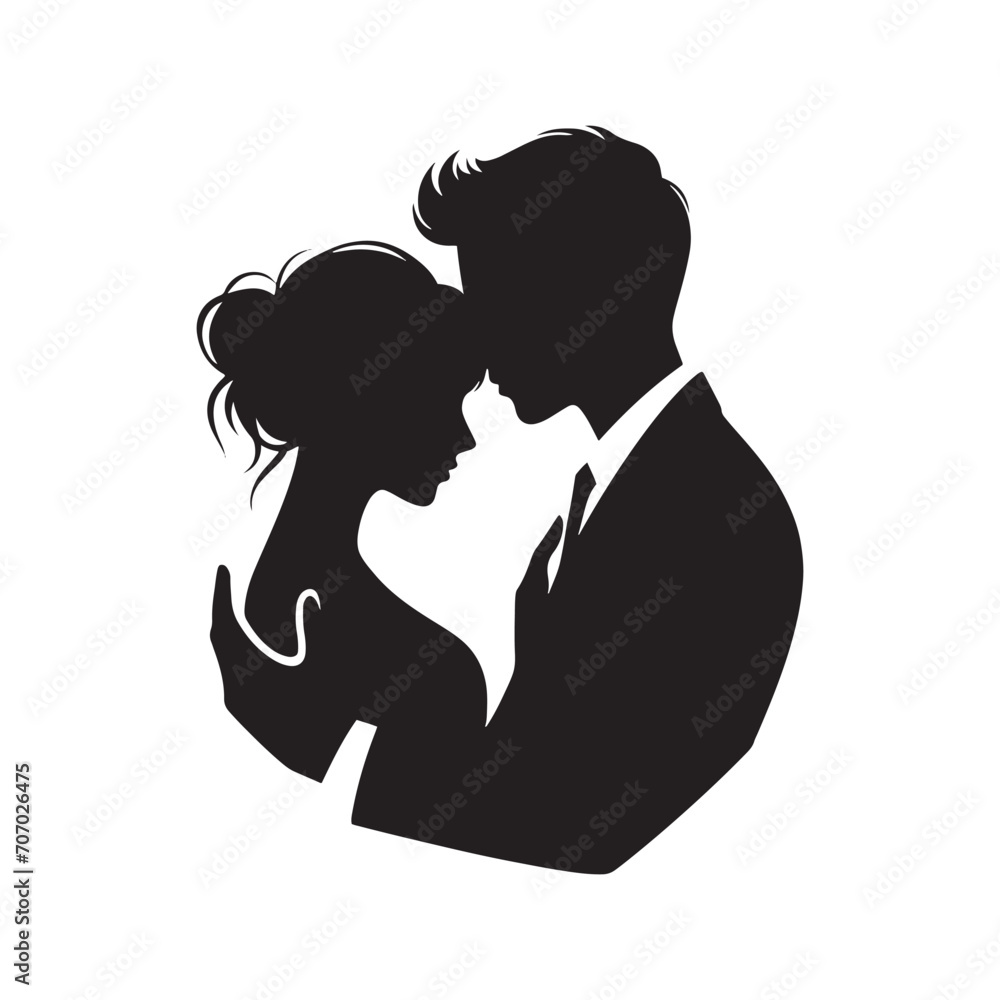 Passionate Emotion: Valentine Couple Silhouette, Ideal for Romantic Stock - Valentine Vector, Couple Vector Stock
