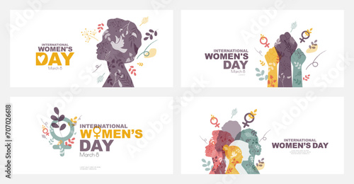 International Women's Day card set. © Stafeeva