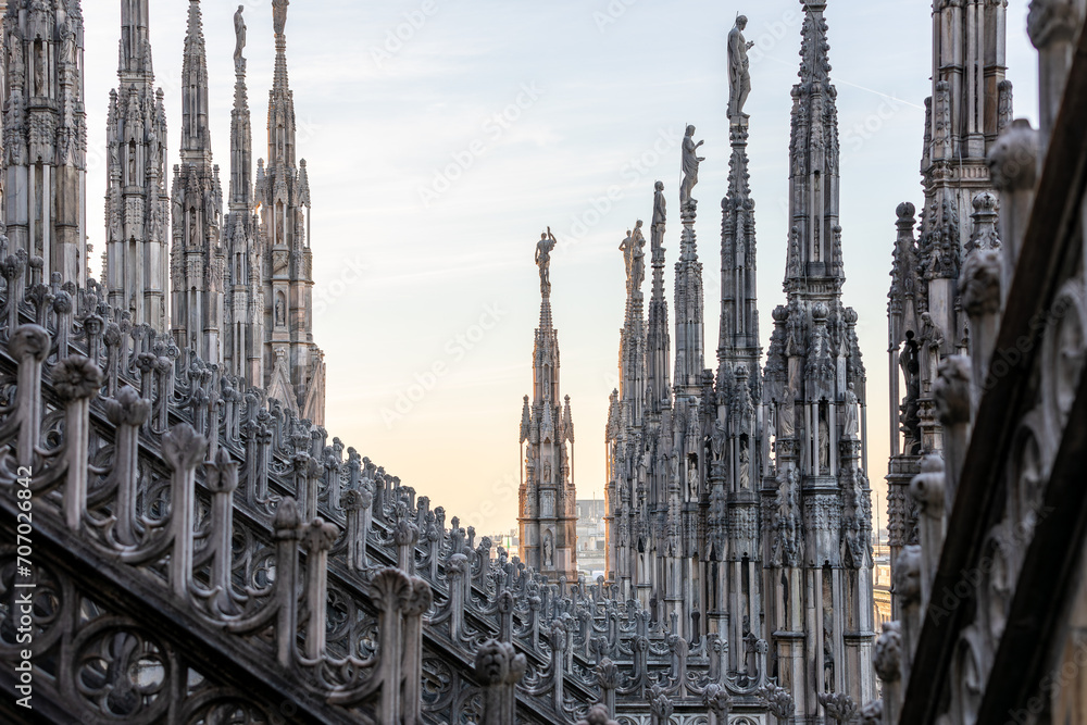 Beautiful sunset over the Duomo Cathedral in Milan Italy on december 2024 Beautiful sunset over the Duomo Cathedral in Milan Italy on december 2024