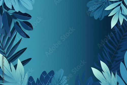 Discover botanical bliss with a Collection of tropical leaves The blue space background adds a touch of elegance to this modern and creative composition. ai generative