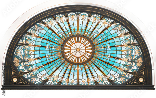 Bask in the Radiance of the Stained Glass Dome Interior Colorful Glow on a White or Clear Surface PNG Transparent Background