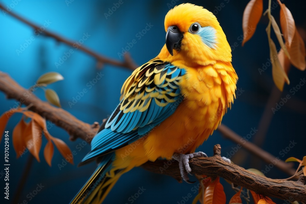 3D Render of a Yellow and Blue Parakeet, on an isolated Cerulean background, Generative AI
3D Render of a Yellow and Blue Parakeet, on an isolated Cerulean background, Generative AI