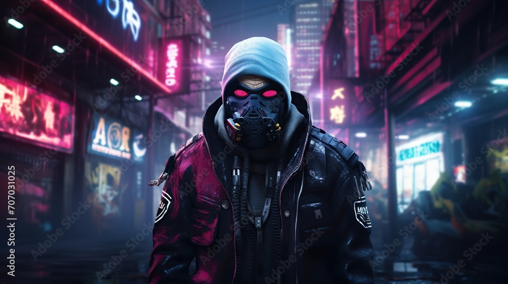 Dark, futuristic cyberpunk city street Dark, futuristic cyberpunk city street